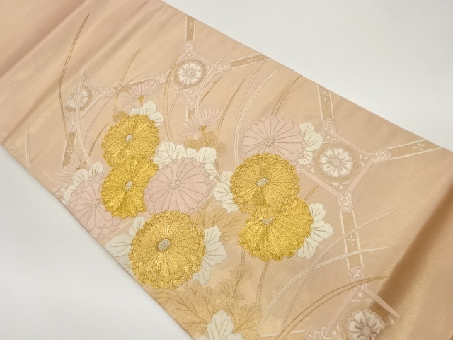 JAPANESE FUKURO OBI / EMBROIDERY / KIKU
